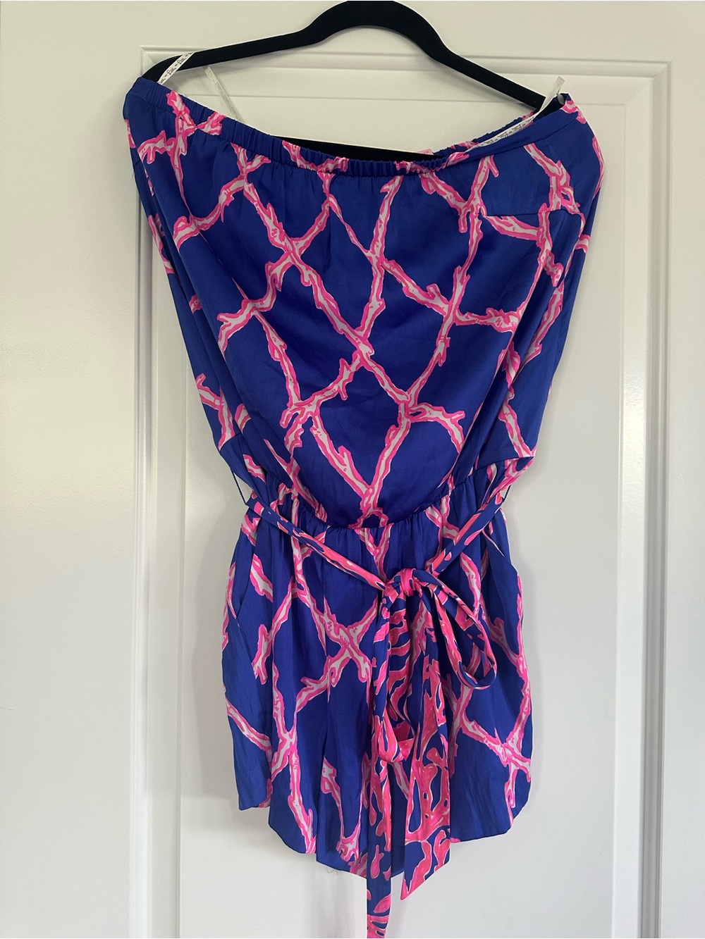 Lilly Pulitzer Blue and Pink Strapless Romper